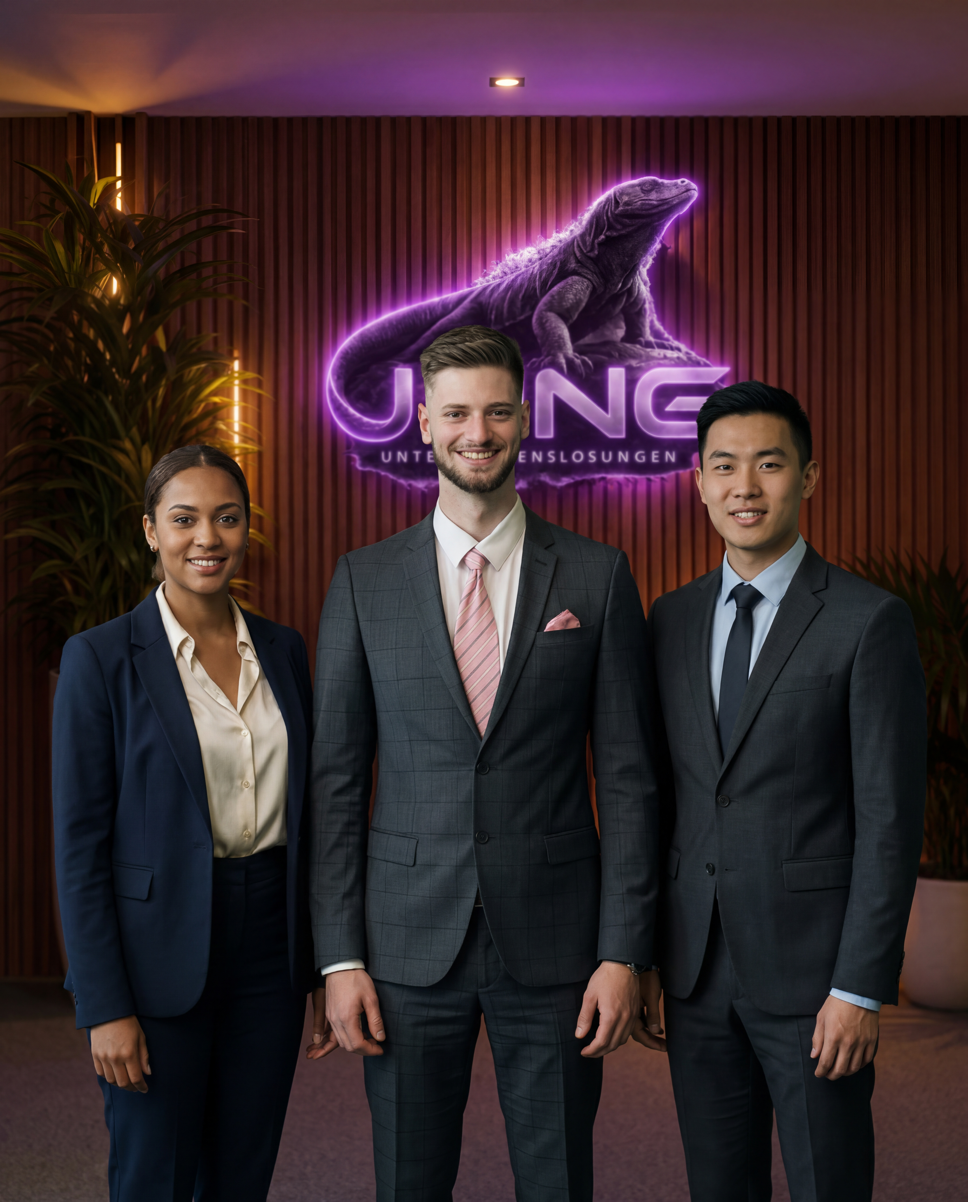 Team von JUNG Unternehmenslösungen in professioneller Büroumgebung