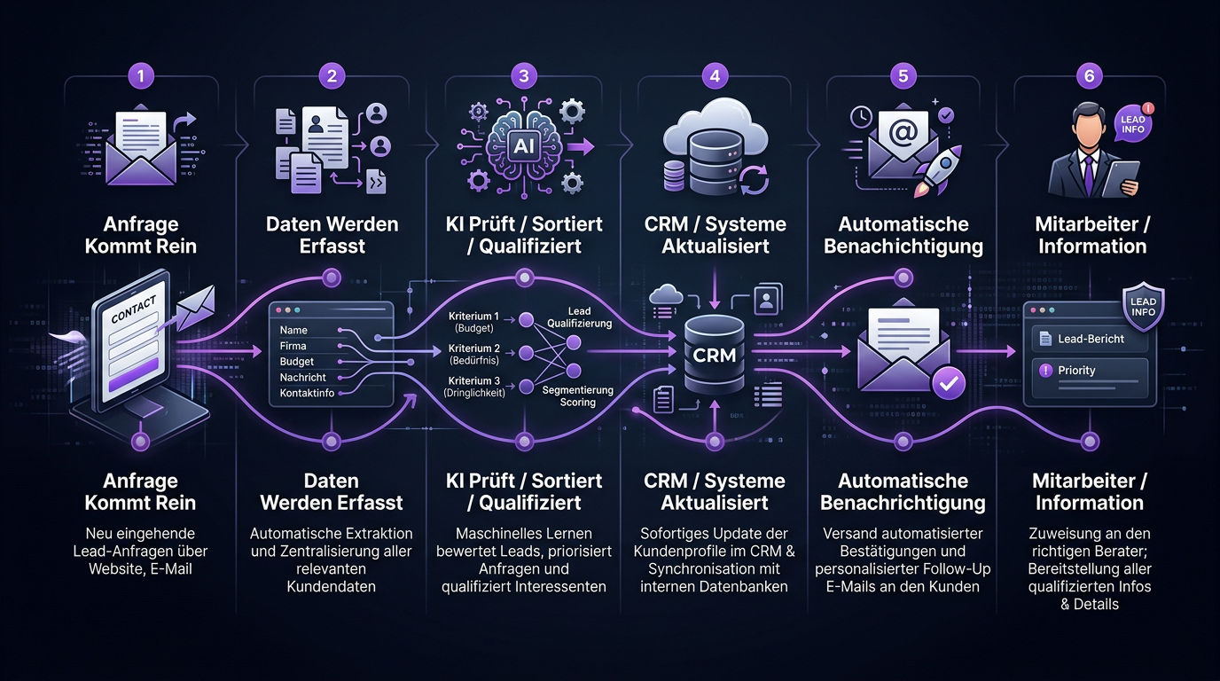 Workflow-Automatisierung – visueller Ablauf der Prozessschritte